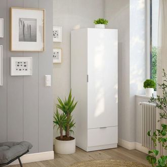 Dmora Armario Grande, Perchero Habitaci&oacute;n, 51x170h Cm Blanco