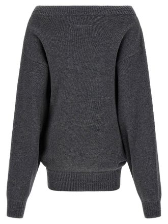 Maison Margiela Off-the-Shoulder Merino Wool Sweater - Charcoal