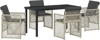 vidaXL Conjunto De Comedor De Jard&iacute;n 5 Pcs Gris Claro Rat&aacute;n Sint&eacute;tico Vidaxl