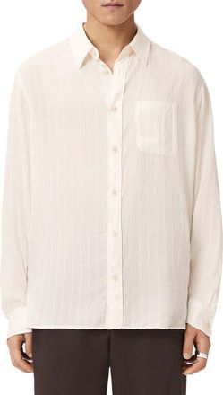 AllSaints Carlyle Oversize Button-Up Shirt in Ivory White at Nordstrom, Size Xx-Large