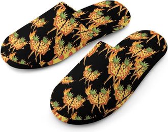 Generic Pizza Lady Mens Cotton Slippers Memory Foam Comfort House Shoes Winter Indoor Slipper for Hotel Casa Spa