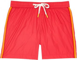 Hartford Mens Mid Length Swim Short In Red Stripe