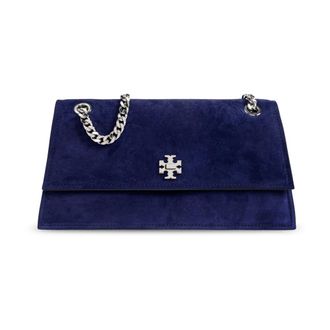 Tory Burch Tory Burch, Shoulder Bags, female, Blue, Size: ONE SIZE Kira Turnlock Suede Shoulder Bag