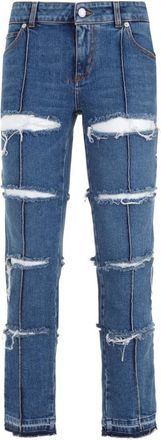 Alexander McQueen Cut-Out Denim Broek - Dames - Slim Fit Jeans - Blauw - W26 - Denim - Jeans