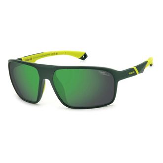 Polaroid Sunglasses, male, Black, Size: 64 MM Matte Green Sunglasses with Green Mirror