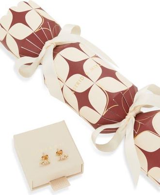 Astrid & Miyu Pav&eacute; Crystal Star & Moon Stud Earrings Christmas Cracker in Gold at Nordstrom