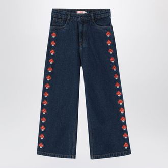 Tiny Cottons Dark blue jeans with embroidered mushrooms