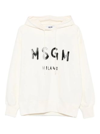 Msgm logo-print hoodie - women - Cotton - S - White