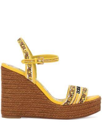 Dolce & Gabbana Majolica-print 90mm wedge sandals - women - Leather - 37 - Yellow