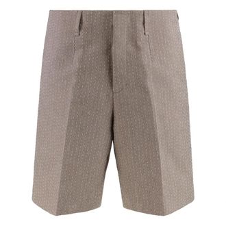 Fendi Casual Shorts, male, Beige, L, Casual Bermuda shorts with visible stitching
