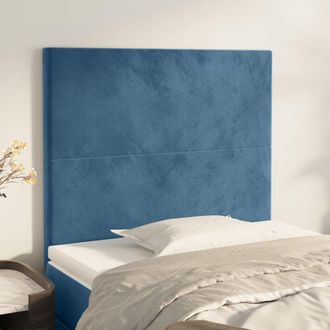 vidaXL Cabeceros 2 Unidades De Terciopelo Azul Oscuro 100x5x78/88 Cm Vidaxl