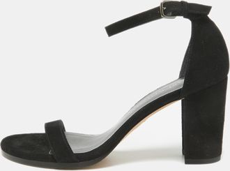 Stuart Weitzman Black Suede Bambina Ankle Strap Sandals