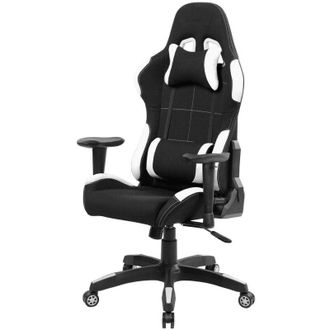 Dmora Silla Gaming Daren, Sill&oacute;n Gaming Adulto, Silla De Escritorio, 57x72h124/134 Cm, Negro Y Blanco - Dmora