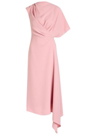 Roksanda Ilincic Elva Gathered Crepe Midi Dress - Pink - 12 (UK12 / M)
