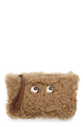 Anya Hindmarch Eyes Genuine Shearling Clutch in Taupe at Nordstrom
