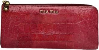 Miu Miu Pre-owned Leather Wallet - Dames - Vintage Accessoires - Rood - ONE Size - Leer - Vintage