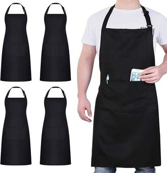 OEM Juego De 4 Delantales De Chef Impermeables Y Ajustables Con 2 Bolsillos, Para Hombre Y Mujer. Delantal Profesional Ideal Para Cocinar, Hornear, Jardin