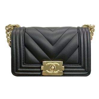 Chanel Black Chevron Mini Boy Bag