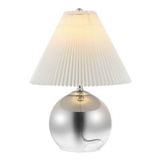 Jonathan Y Designs Louisa 22.5 Mid-Century Modern Round Glass/Iron Pleated Shade LED Table Lamp, Smoke Gradient/Chrome at Nordstrom