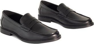Uncut HUTCH moc toe stitching Penny Loafer in Black Smooth Pu at Nordstrom, Size 10