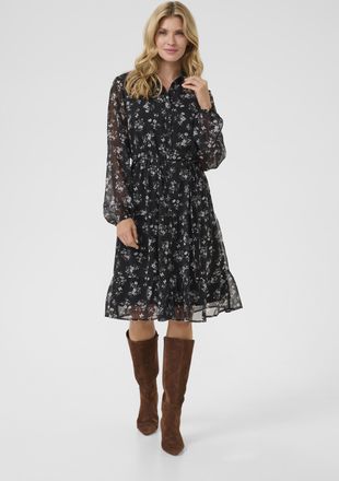 Cream Jurk A-shape Black Ditsy Flower black multi