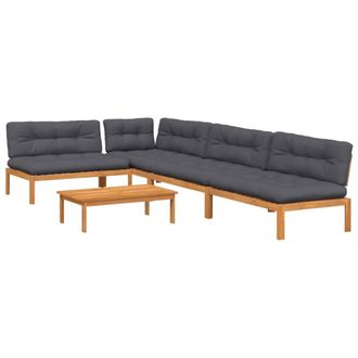 vidaXL Set De Sof&aacute;s De Palets De Jard&iacute;n Y Cojines 5 Pzas Madera Acacia Vidaxl