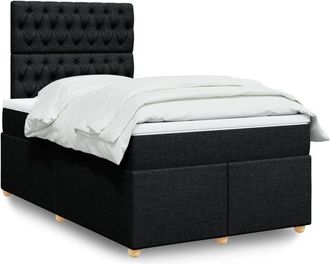 vidaXL Cama Box Spring Con Colch&oacute;n Tela Negro 120x200 Cm Vidaxl