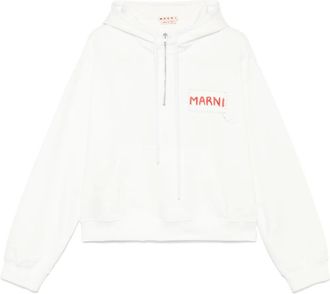 Marni Felpa con logo e cappuccio - Bianco