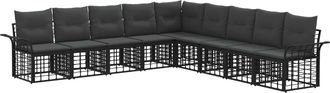 vidaXL Conjunto De Sof&aacute;s De Exterior 9 Uds. Negro Y Gris Oscuro Vidaxl