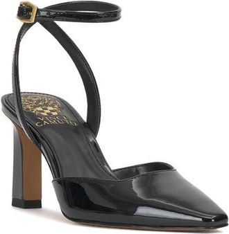 Vince Camuto Galees Ankle Strap Pump in Black Patent at Nordstrom, Size 6.5
