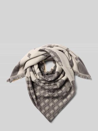 Guess Schal mit Allover-Logo-Stitching Modell Kefiah in Taupe, Größe 1