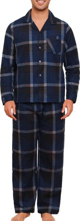 Mia Lucce MIA LUCEE Mens Pyjamas Set Flannel Cotton Pyjamas for Men Plaid Top and Drawstring Bottoms 2 Piece Winter Cotton Mens Nightwea M-XXL