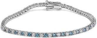 House of Brilliance 14K White Gold 4.0 Cttw White and Blue Lab Grown Diamond Tennis Bracelet at Nordstrom