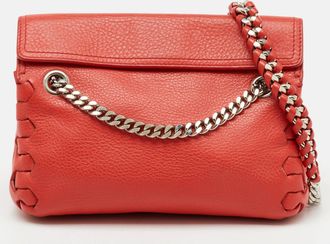 Roberto Cavalli Bright Red Leather Regina Chain Shoulder Bag