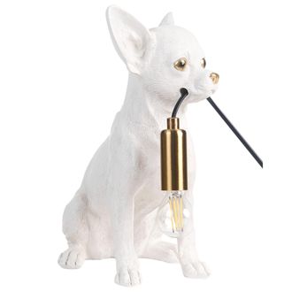 Beliani L&aacute;mpara De Mesa Con Tem&aacute;tica Animal L&aacute;mpara De Noche Con Forma De Perro L&aacute;mpara De Lectura Para Dormitorio Blanco Rocco