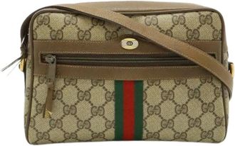 Gucci Pre-owned Cross Body Bags, female, Beige, Size: ONE SIZE Pre-owned GG Plus Coated Canvas Shoulder Bag