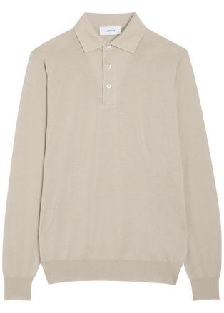 Lardini Fine-knit Wool Polo Shirt - Taupe - Xxxl