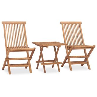 Berkfield Home 3 Piece Folding Outdoor Dining Set Solid Teak Wood in Brown