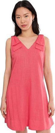 CeCe by Cynthia Steffe Bow Strap V-Neck A-Line Dress Womens Dress Claret Red : SM, Cotton/Rayon