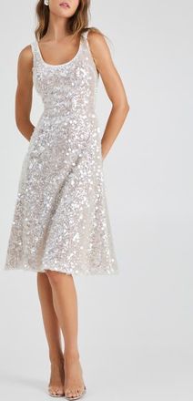Helsi Isla Sequin Fit & Flare Cocktail Dress in Off White at Nordstrom, Size X-Small