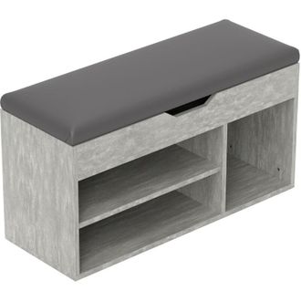 HOMCOM Homcom - Mobile Scarpiera a 3 Ripiani Aperti in Legno e Pelle pu Nero e Grigio