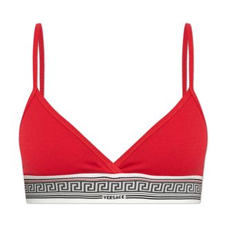Versace Bras, female, Red, Size: 2XL Ribbed Cotton-Jersey Bralette