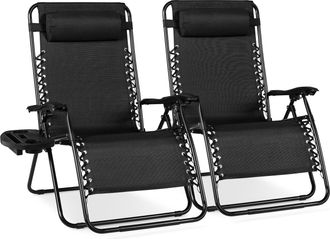 Best Choice Products Set of 2 Extra Wide Zero Gravity Lounge Chair Recliners w/ Cup Holder