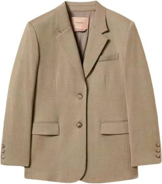 Twinset Giacca blazer in raso opaco - Dames - Jassen - Beige - Maat: S Wol