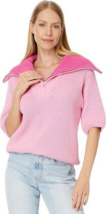 English Factory 1/2 Sleeves Collar Knit Top Womens Clothing Pink : SM