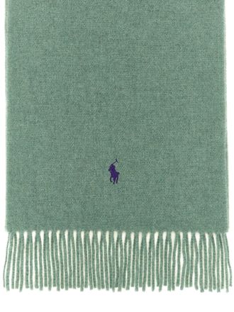 Polo Ralph Lauren Wool with Embroidered Logo Scarf - Sage Green