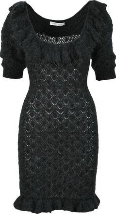 Alessandra Rich Black Mohair Polyamide Wool Women Dress