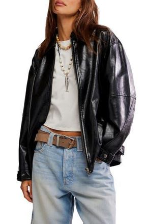 Free People Sloan Faux Leather Jacket in Black at Nordstrom Rack, Size Large