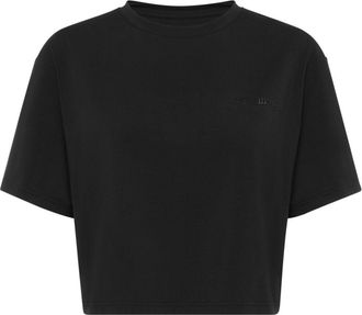 Plein Sport cropped crew-neck T-shirt - women - Modal/Spandex/Elastane/Cotton - S - Black