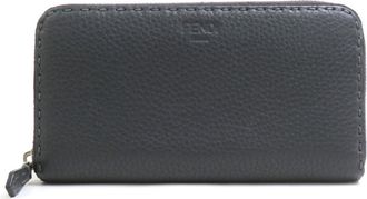Fendi Gray Leather Long Wallet (Bi-Fold) (Pre-Owned)